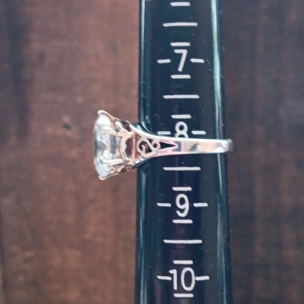 Oval Multi-faceted Cubic Zirconia Silver Ring